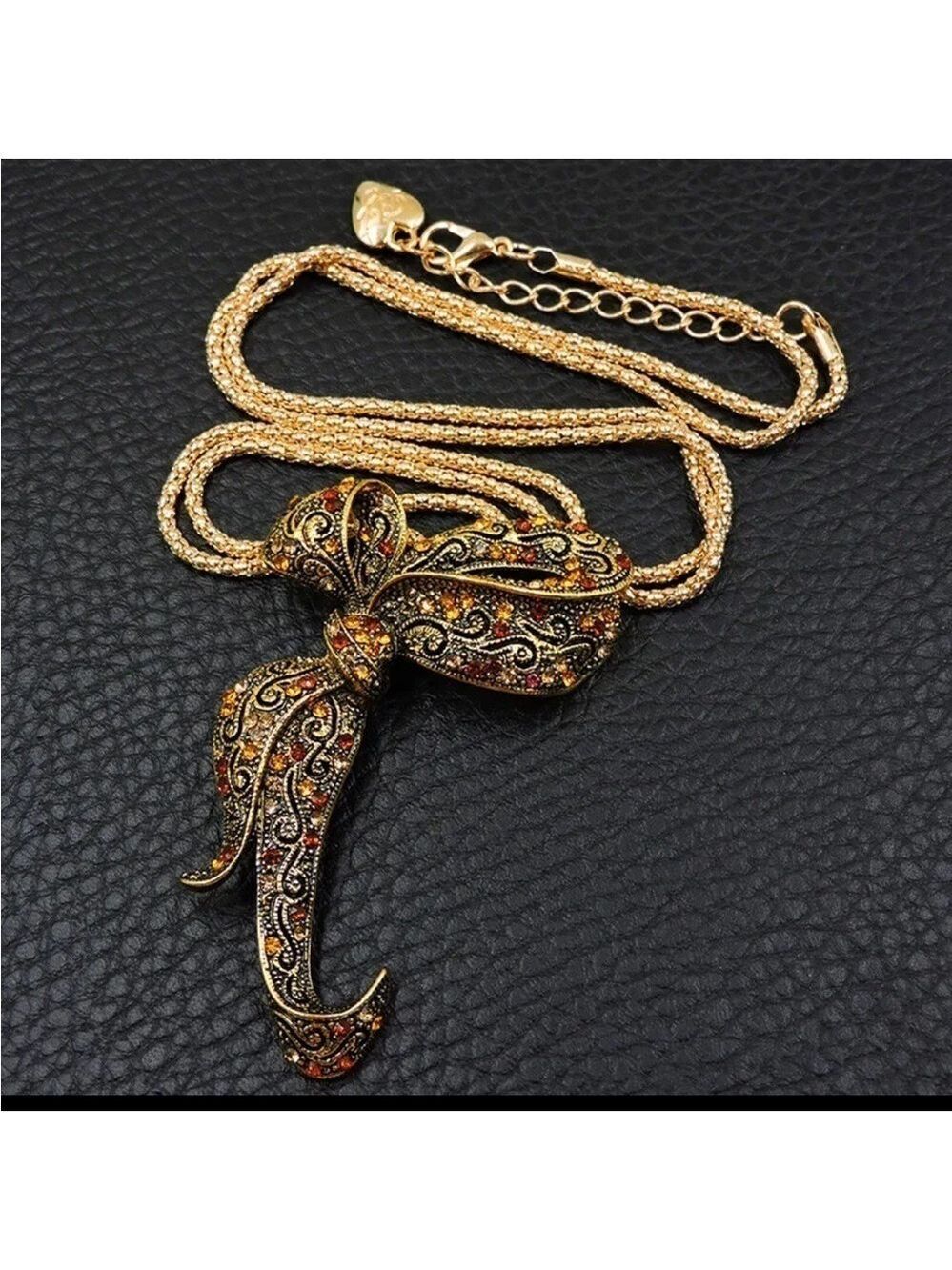Betsey Johnson Yellow Rhinestone Bow Necklace Brooch - Picture 1 of 4